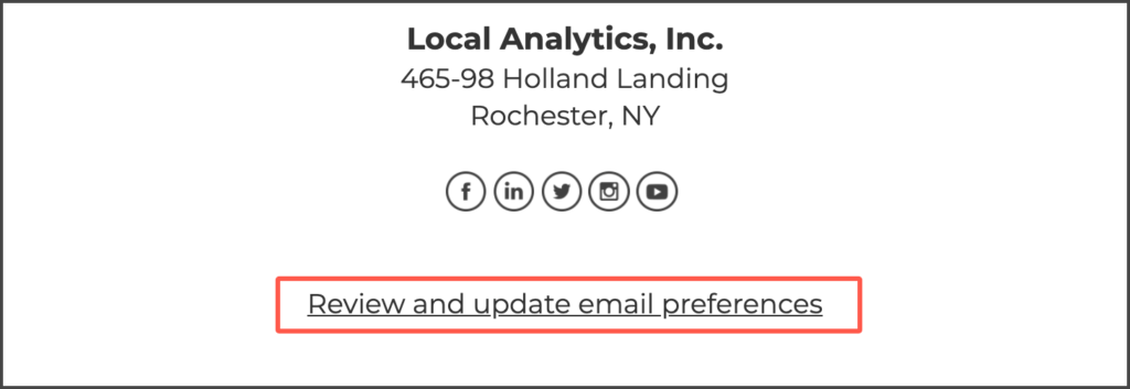 Customize the unsubscribe link in email footers